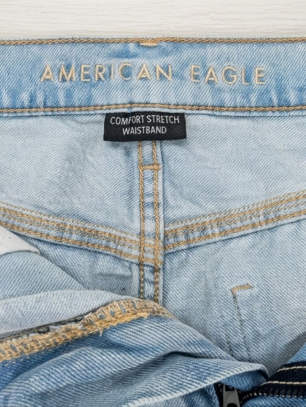 American Eagle Outfitters Light Blue Distressed Denim Cutoff Shorts - Picture 3 of 6